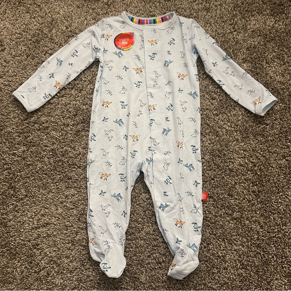 Magnetic Me 0-3M Animal Print Kids One Piece Footie